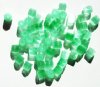 50 6x6mm Ornelia Cut Satin Green Beads
